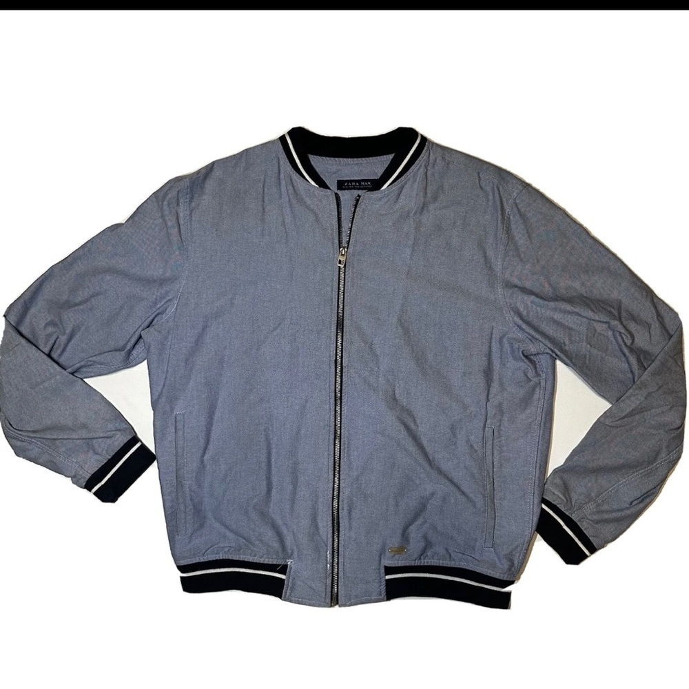 Zara Man Light Blue Zip Up Jacket Size XL